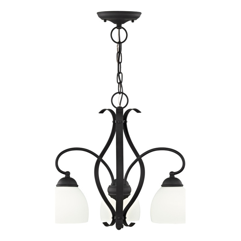 Livex Lighting 3 Light Black Convertible Chandelier/Semi Flush