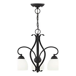 Livex Lighting 3 Light Black Convertible Chandelier/Semi Flush