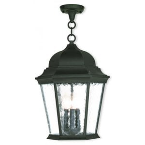 livex lighting hamilton outdoor chain-hang lantern in textured black