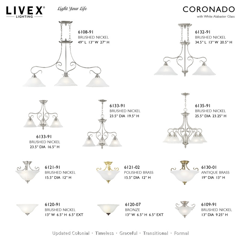 Livex Lighting Coronado Ceiling Mount in Polished Brass