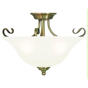 Livex Lighting Coronado Ceiling Mount in Antique Brass