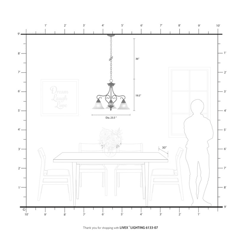 Livex Lighting 3 Light Bronze Dinette/ Ceiling Mount