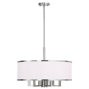 Livex Lighting Park Ridge 24&quot 7-Light Metal/Fabric Chandelier in Brushed Nickel