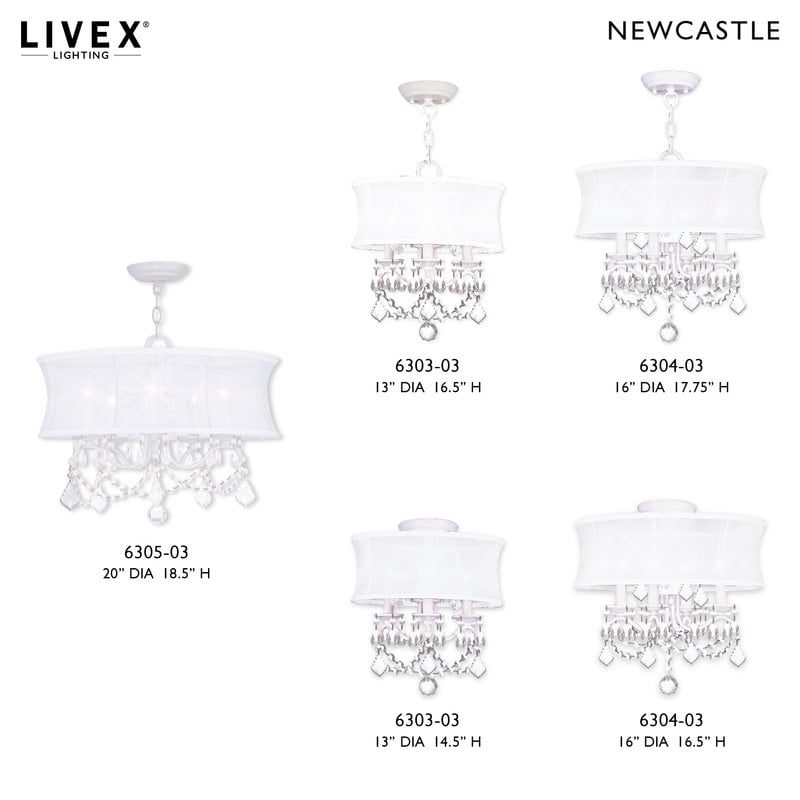 Livex Lighting 3 Light White Chandelier/Ceiling Mount