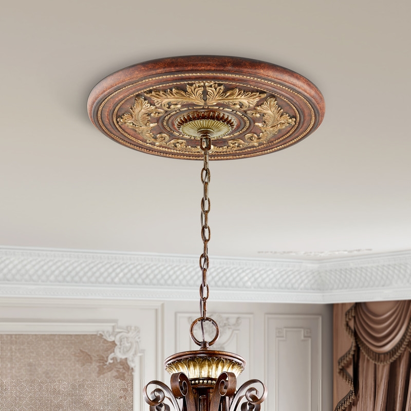 Livex Lighting Ceiling Medallion in Verona Bronze with Aged Gold Leaf Accents