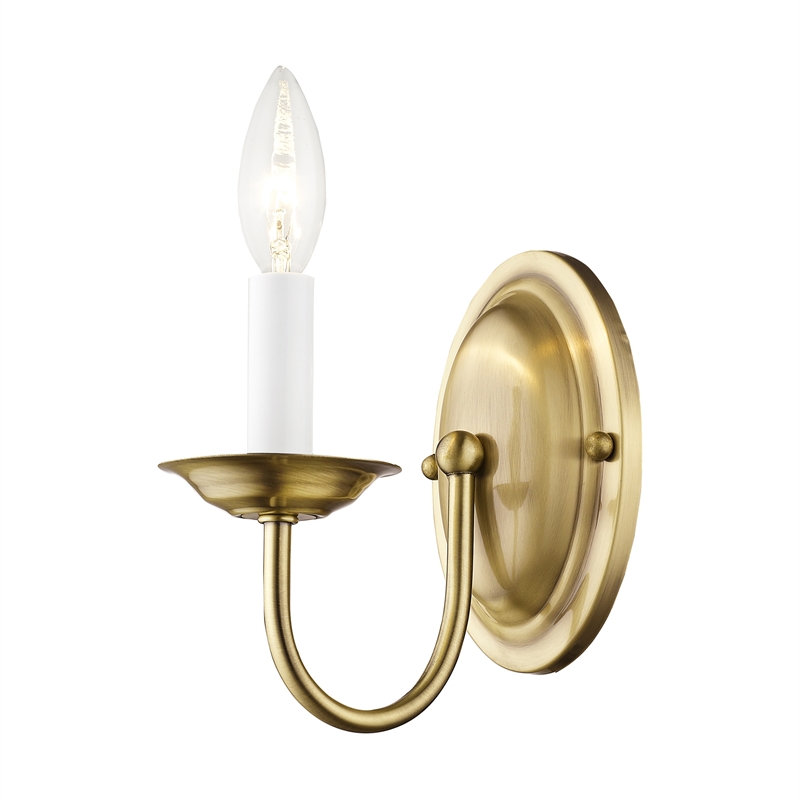 Livex Lighting Home Basics 1-Light Metal Wall Sconce in Antique Brass