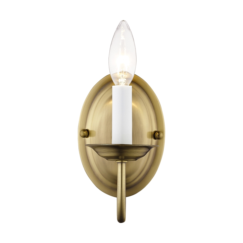 Livex Lighting Home Basics 1-Light Metal Wall Sconce in Antique Brass