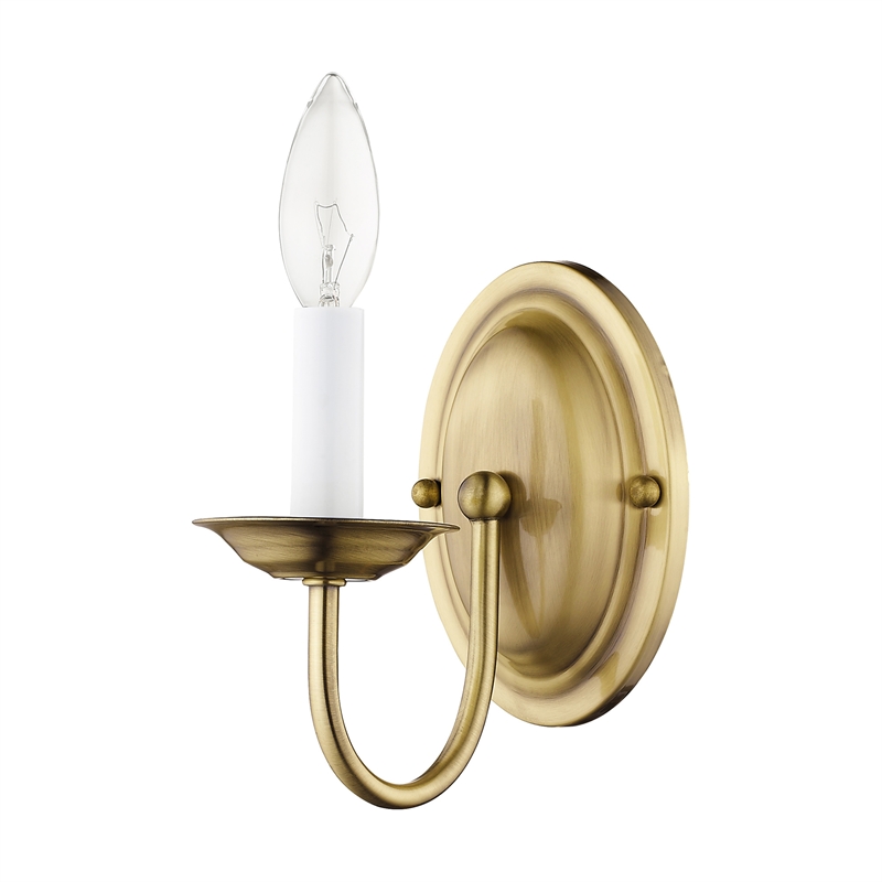 Livex Lighting Home Basics 1-Light Metal Wall Sconce in Antique Brass
