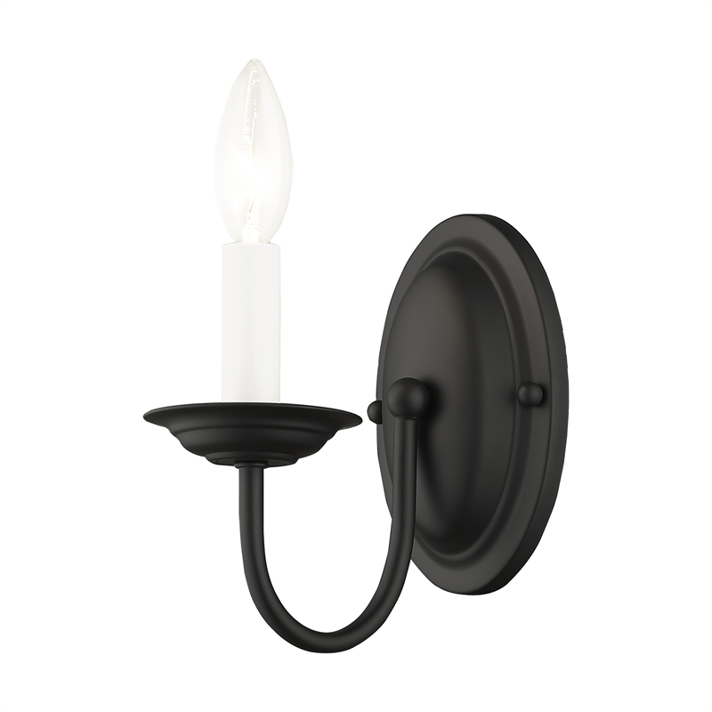 Livex Lighting Home Basics 1-Light Metal Wall Sconce in Black