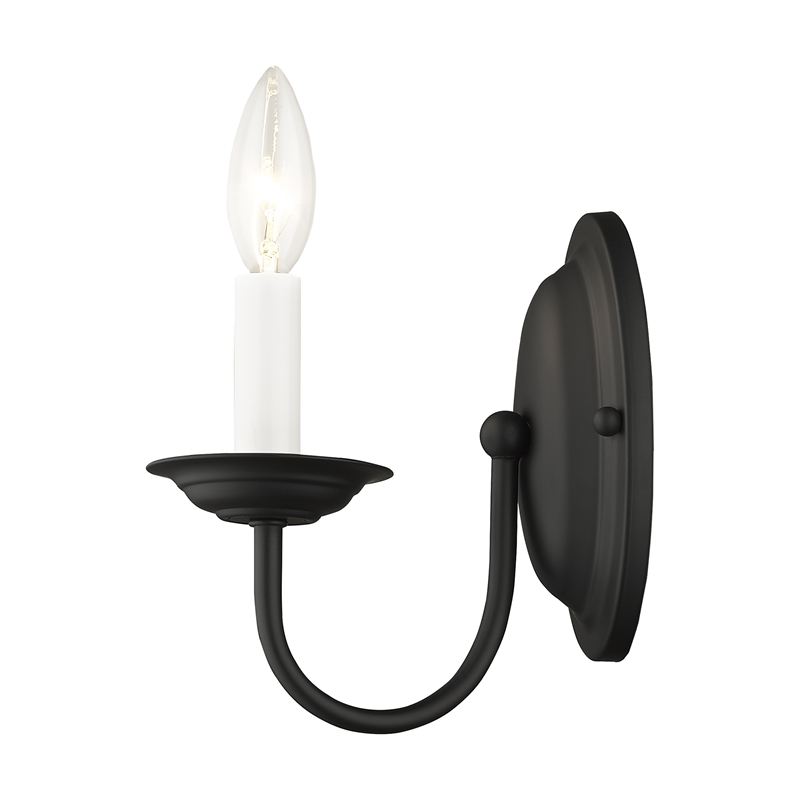 Livex Lighting Home Basics 1-Light Metal Wall Sconce in Black