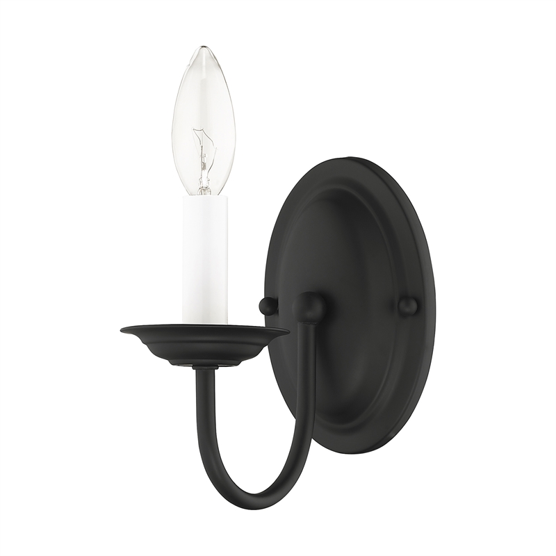 Livex Lighting Home Basics 1-Light Metal Wall Sconce in Black