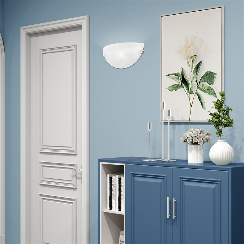 Livex Lighting Oasis 1-Light Metal & Fabric Wall Sconce in Brushed Nickel