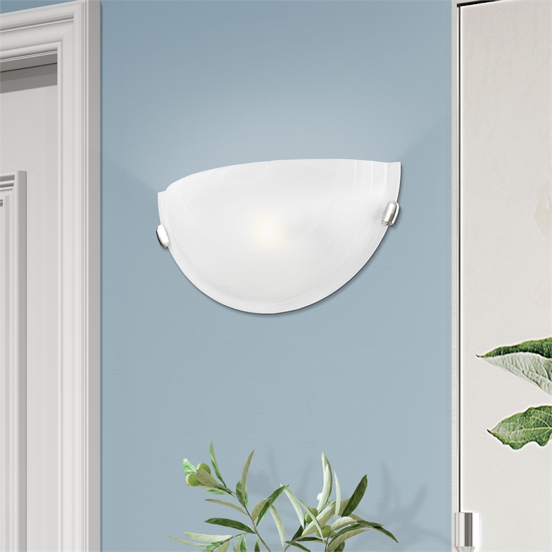 Livex Lighting Oasis 1-Light Metal & Fabric Wall Sconce in Brushed Nickel