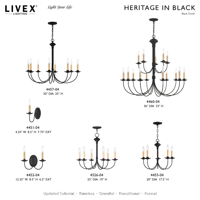 Livex Lighting Heritage 1-Light Contemporary Metal Wall Sconce in Black