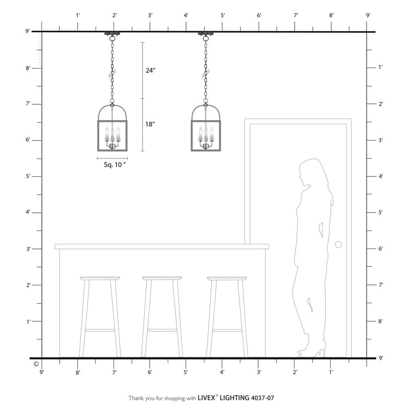 Livex Lighting Milford 3 Light Bronze Chain Hang/Ceiling Mount