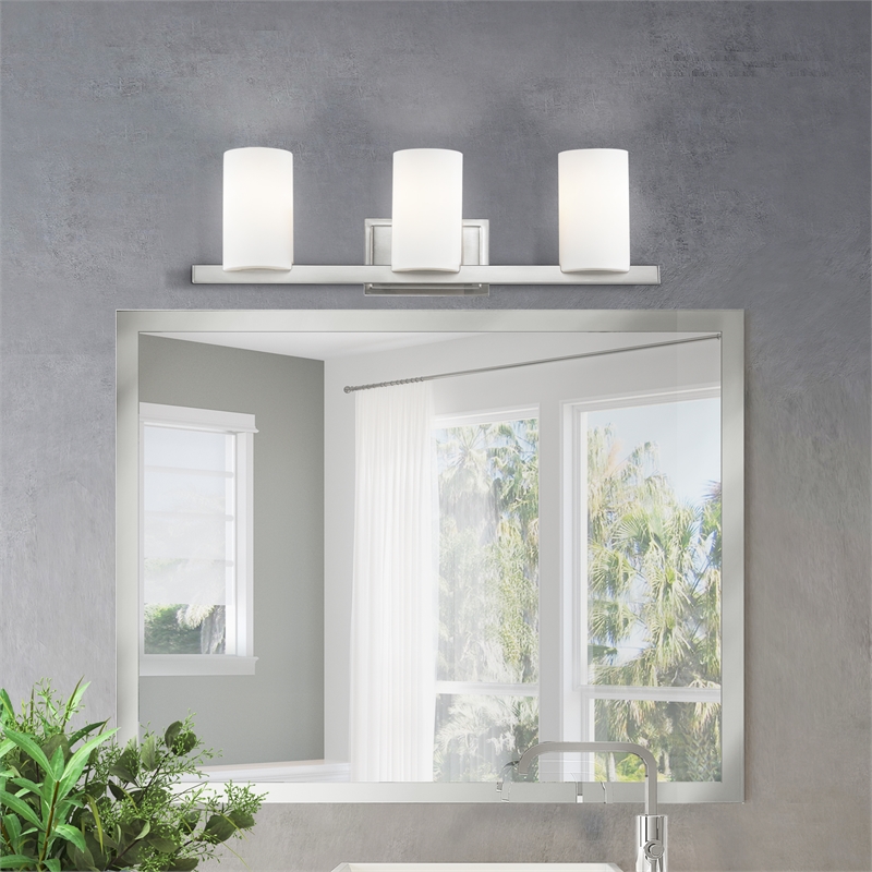 Livex Lighting Astoria 3-Light Metal & Glass Bath Light in Brushed Nickel