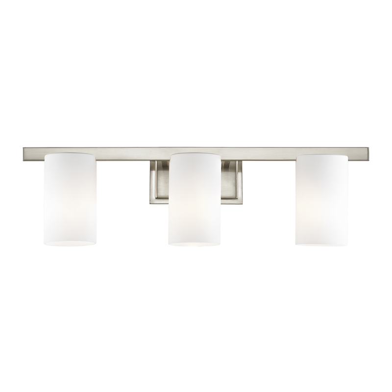 Livex Lighting Astoria 3-Light Metal & Glass Bath Light in Brushed Nickel