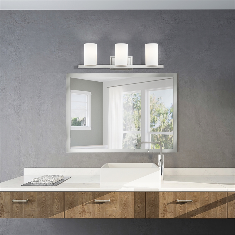 Livex Lighting Astoria 3-Light Metal & Glass Bath Light in Brushed Nickel