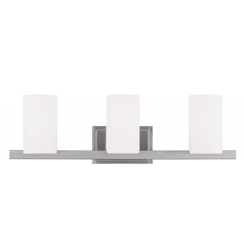 Livex Lighting Astoria 3-Light Metal & Glass Bath Light in Brushed Nickel