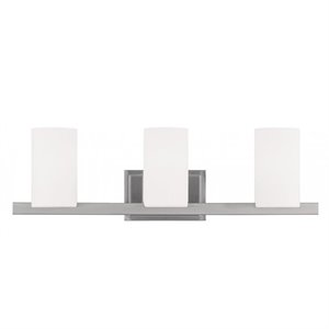 Livex Lighting Astoria 3-Light Metal & Glass Bath Light in Brushed Nickel