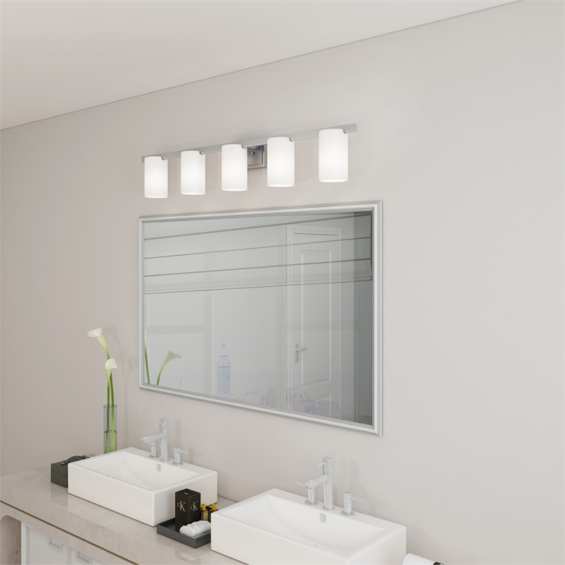 Livex Lighting Astoria 5-Light Metal & Glass Bath Light in Brushed Nickel