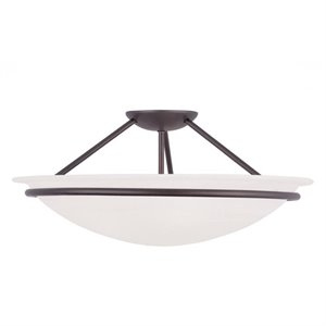 Livex Lighting Newburgh 8&quot 3-Light Metal & Glass Ceiling Mount in Bronze