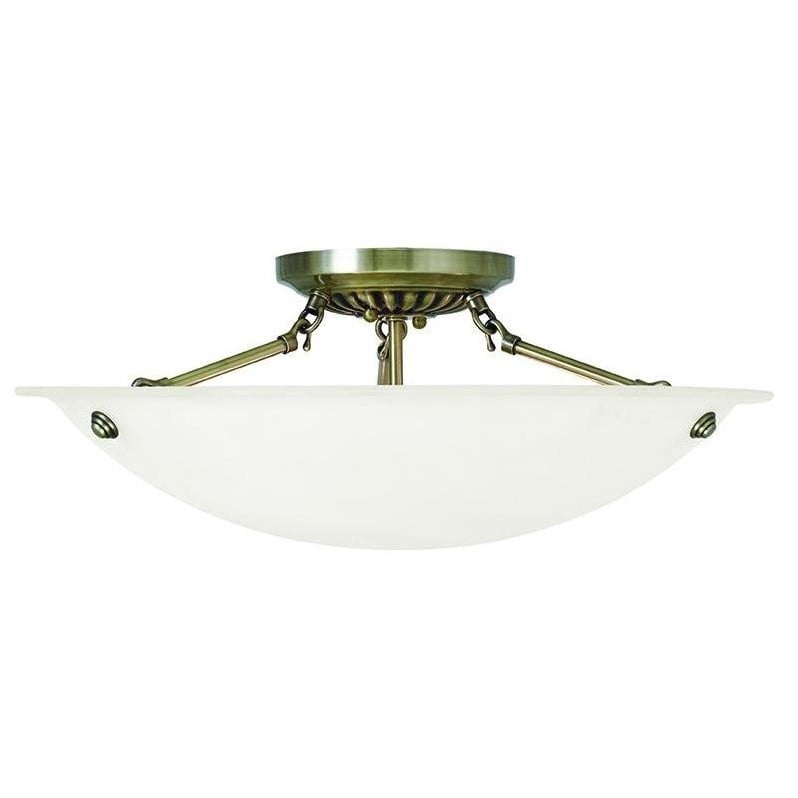 Livex Lighting Oasis Ceiling Mount in Antique Brass