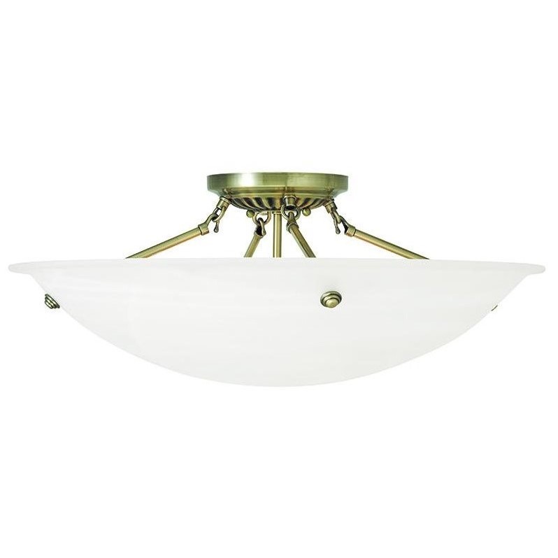 Livex Lighting Oasis Ceiling Mount in Antique Brass