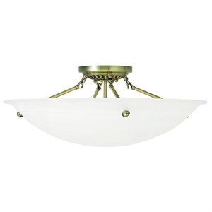Livex Lighting Oasis Ceiling Mount in Antique Brass