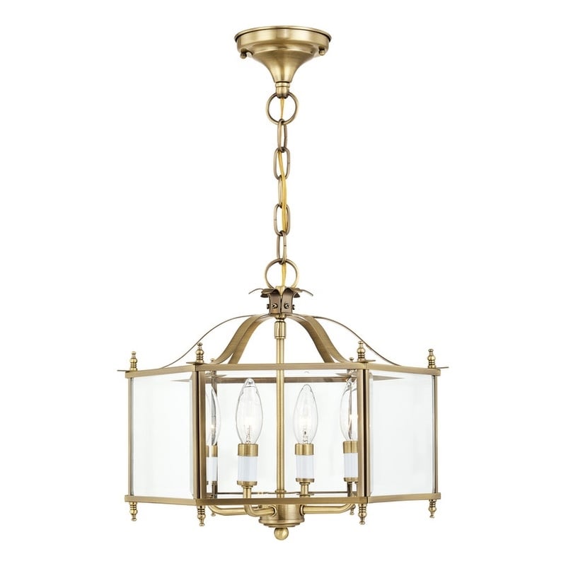 Livex Lighting Livingston 4 Light Antique Brass Chain Hang/Ceiling Mount