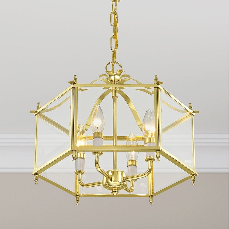 Livex Lighting Livingston 4 Light Polished Brass Chain Hang/Ceiling Mount