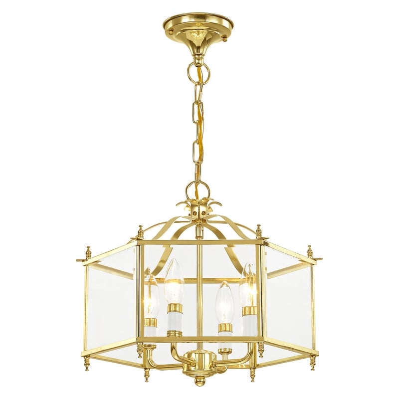 Livex Lighting Livingston 4 Light Polished Brass Chain Hang/Ceiling Mount
