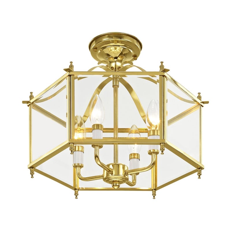 Livex Lighting Livingston 4 Light Polished Brass Chain Hang/Ceiling Mount