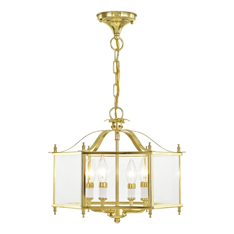 Livex Lighting Livingston 4 Light Polished Brass Chain Hang/Ceiling Mount