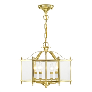Livex Lighting Livingston 4 Light Polished Brass Chain Hang/Ceiling Mount