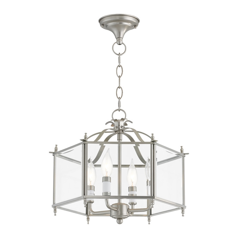 Livex Lighting Livingston 4 Light Brushed Nickel Chain Hang/Ceiling Mount