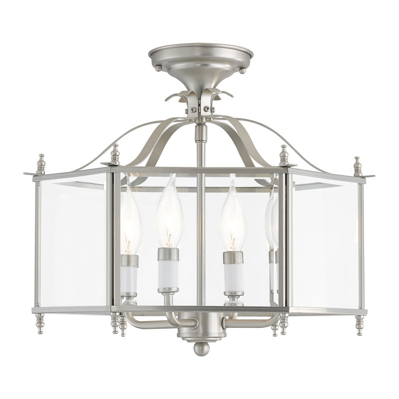 Livex Lighting Livingston 4 Light Brushed Nickel Chain Hang/Ceiling Mount