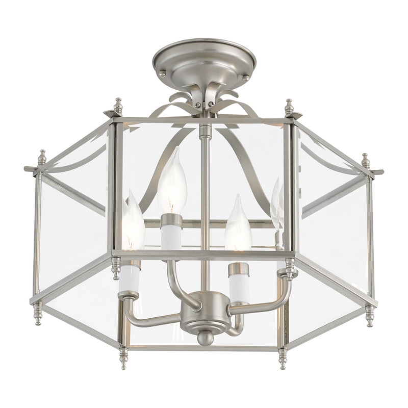 Livex Lighting Livingston 4 Light Brushed Nickel Chain Hang/Ceiling Mount