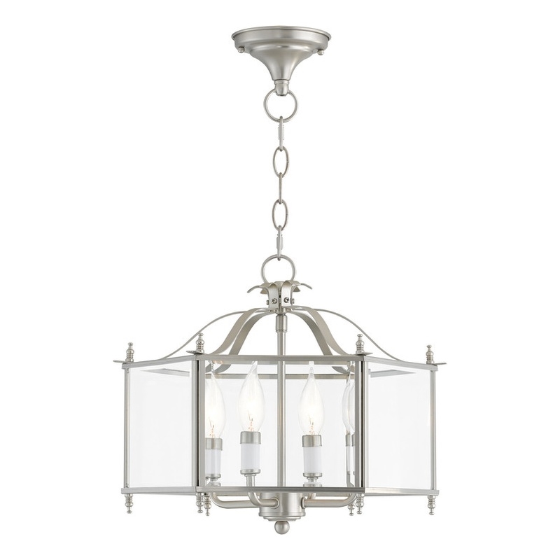 Livex Lighting Livingston 4 Light Brushed Nickel Chain Hang/Ceiling Mount