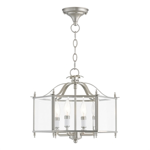 Livex Lighting Livingston 4 Light Brushed Nickel Chain Hang/Ceiling Mount