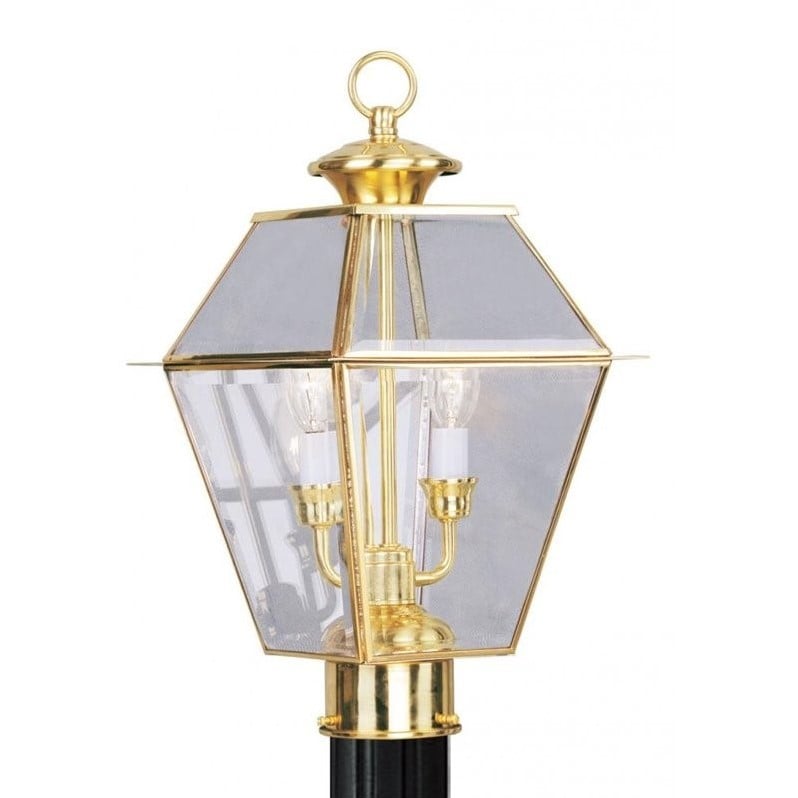 Livex Lighting Westover 2 Light Outdoor Post Head in Polished Brass