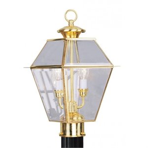 Livex Lighting Westover 2 Light Outdoor Post Head in Polished Brass