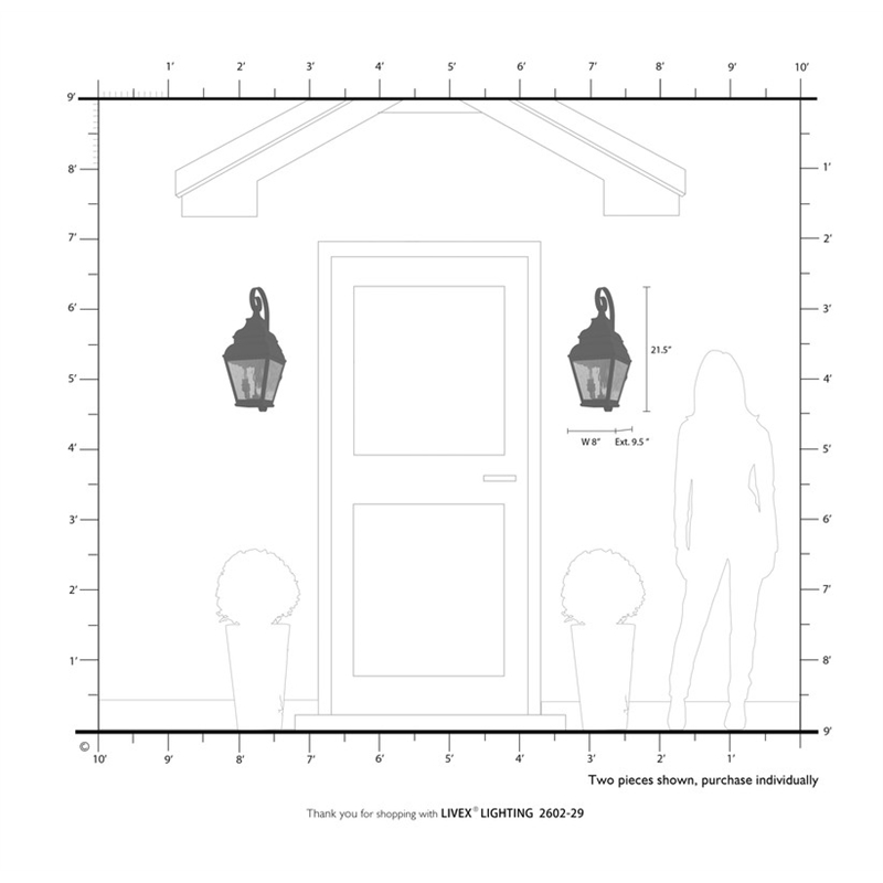 Livex Lighting Exeter 2 Light Outdoor Wall Lantern in Vintage Pewter