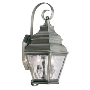 Livex Lighting Exeter 2 Light Outdoor Wall Lantern in Vintage Pewter
