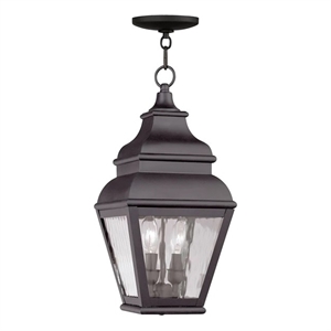 Livex Exeter 2-Light 8&quot Bronze Outdoor Pendant Lantern