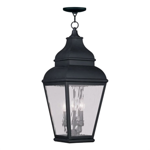 Livex Exeter 3-Light 10&quot Black Outdoor Pendant Lantern