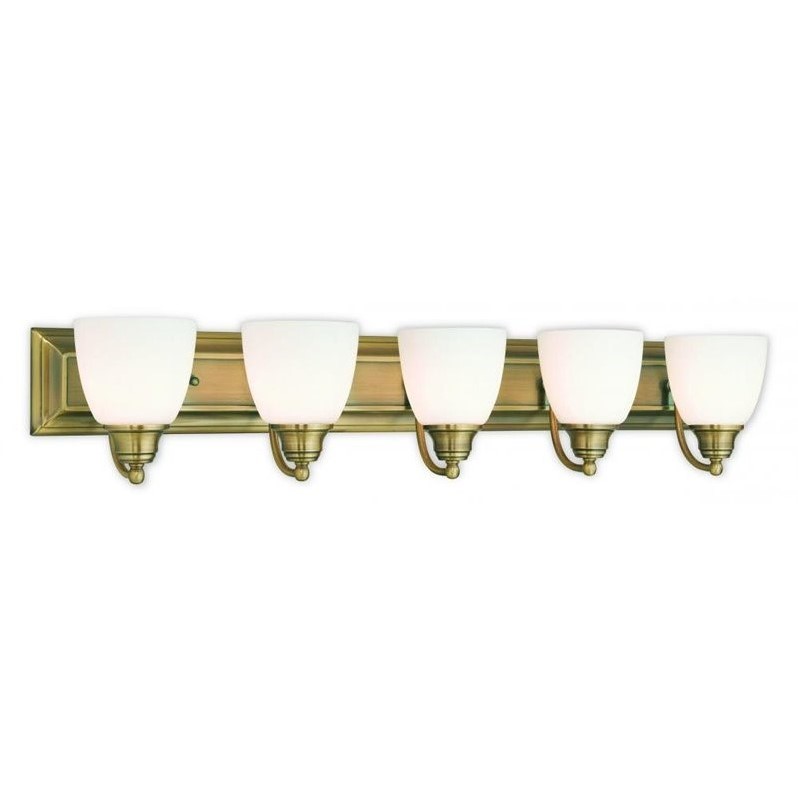 Livex Lighting Springfield 5 Bath Light in Antique Brass