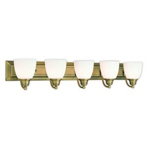 livex lighting springfield 5 bath light in antique brass