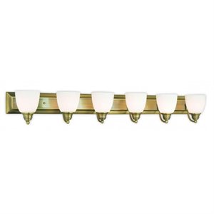 livex lighting springfield 6 bath light in antique brass