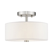 Livex Lighting Meridian 2-Light Metal & Fabric Ceiling Mount in Brushed Nickel